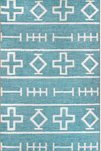 Nuloom Holland Ethnic Symbols Nho2838A Aqua Area Rug