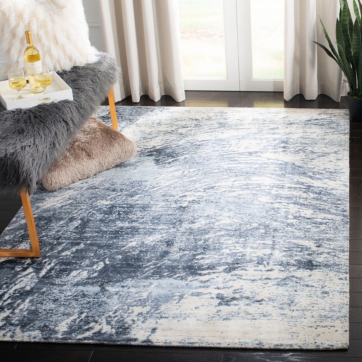 Safavieh Mirage Mir756M Blue / Ivory Organic / Abstract Area Rug