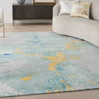 Nourison Prismatic Prs26 Seafoam Gold Area Rug