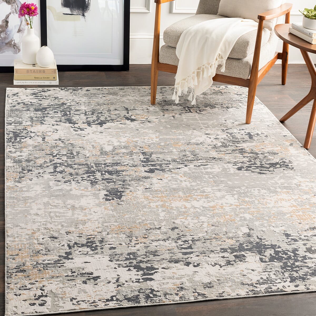 Surya Milano Mln-2301 Light Gray, Medium Gray, Tan, White Organic / Abstract Area Rug