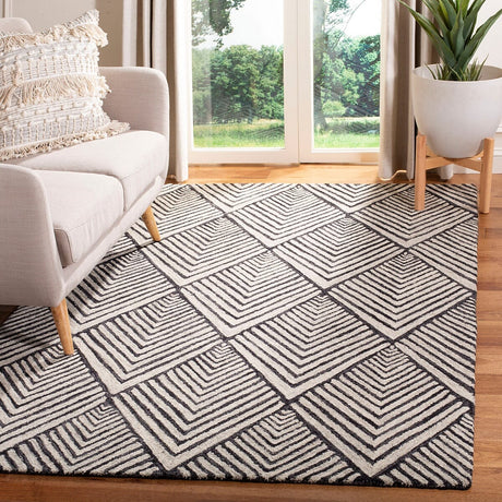 Safavieh Micro-Loop Mlp151H Charcoal / Ivory Rugs.