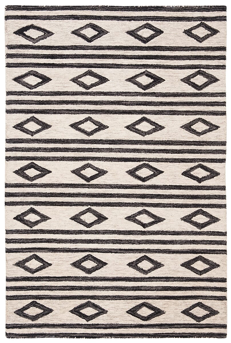 Safavieh Micro-Loop Mlp153A Ivory / Charcoal Moroccan Area Rug