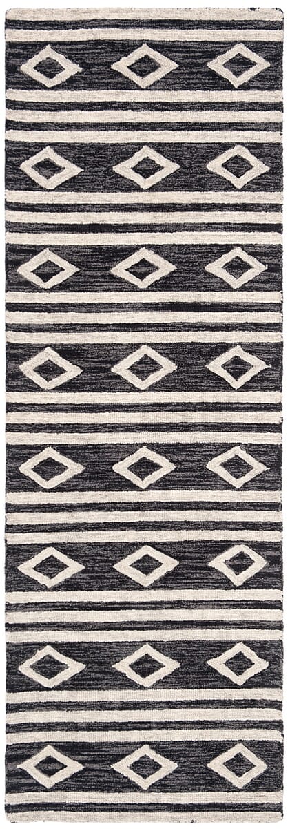 Safavieh Micro-Loop Mlp153H Charcoal / Ivory Moroccan Area Rug