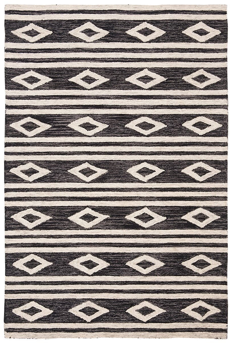 Safavieh Micro-Loop Mlp153H Charcoal / Ivory Moroccan Area Rug