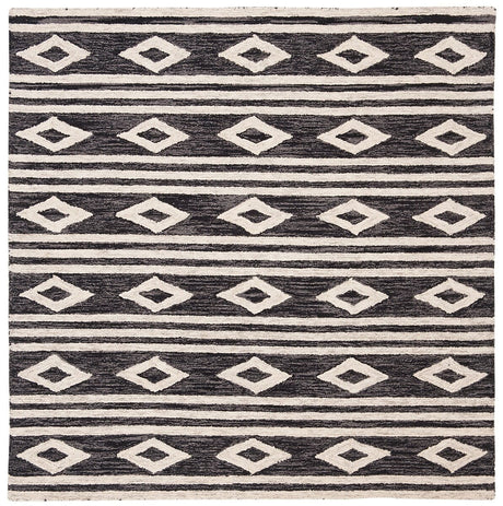 Safavieh Micro-Loop Mlp153H Charcoal / Ivory Moroccan Area Rug