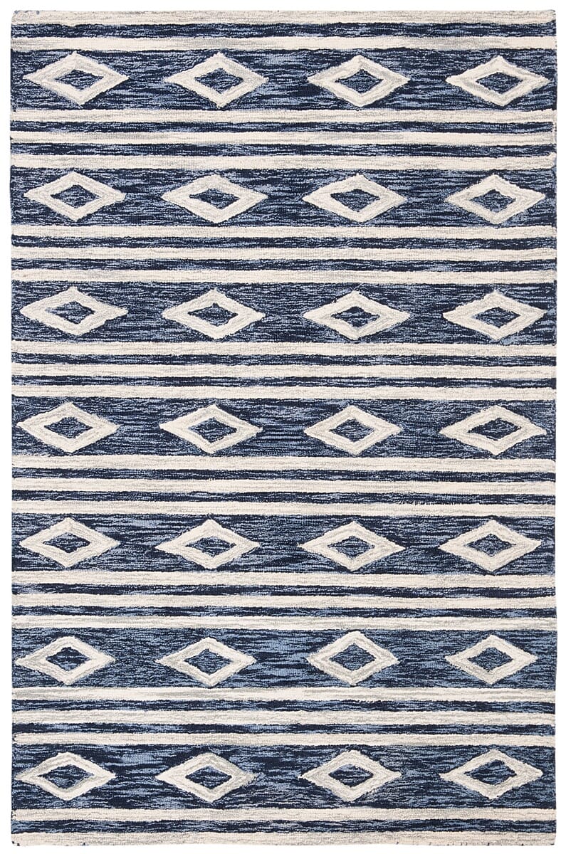 Safavieh Micro-Loop Mlp153N Navy / Ivory Moroccan Area Rug