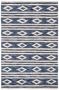 Safavieh Micro-Loop Mlp153N Navy / Ivory Moroccan Area Rug