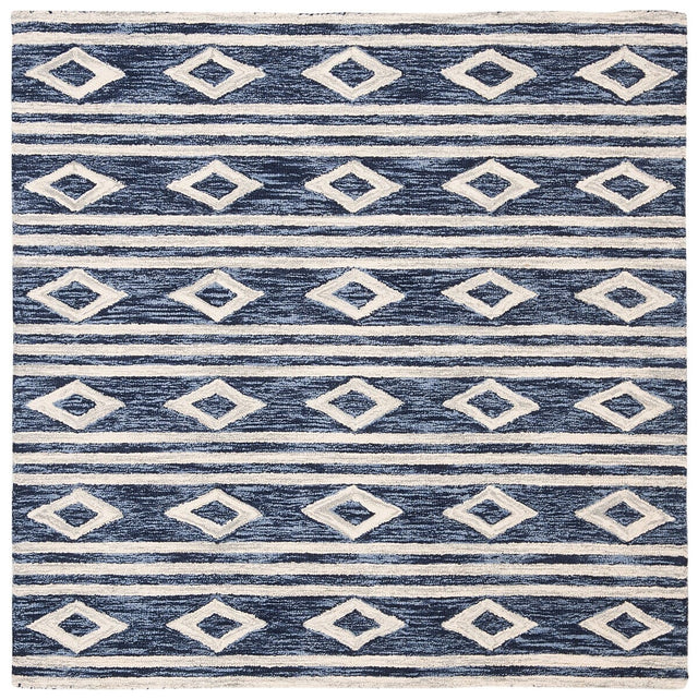 Safavieh Micro-Loop Mlp153N Navy / Ivory Moroccan Area Rug