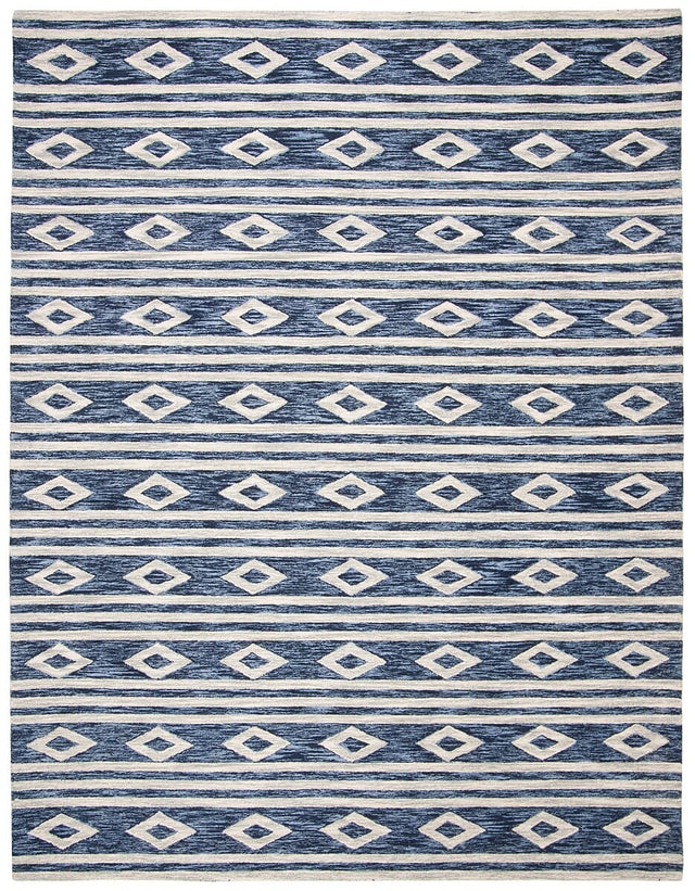 Safavieh Micro-Loop Mlp153N Navy / Ivory Moroccan Area Rug