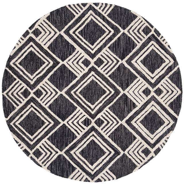 Safavieh Micro-Loop Mlp154H Charcoal / Ivory Geometric Area Rug