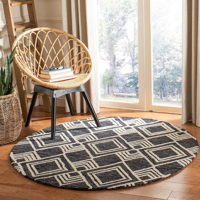 Safavieh Micro-Loop Mlp154H Charcoal / Ivory Geometric Area Rug