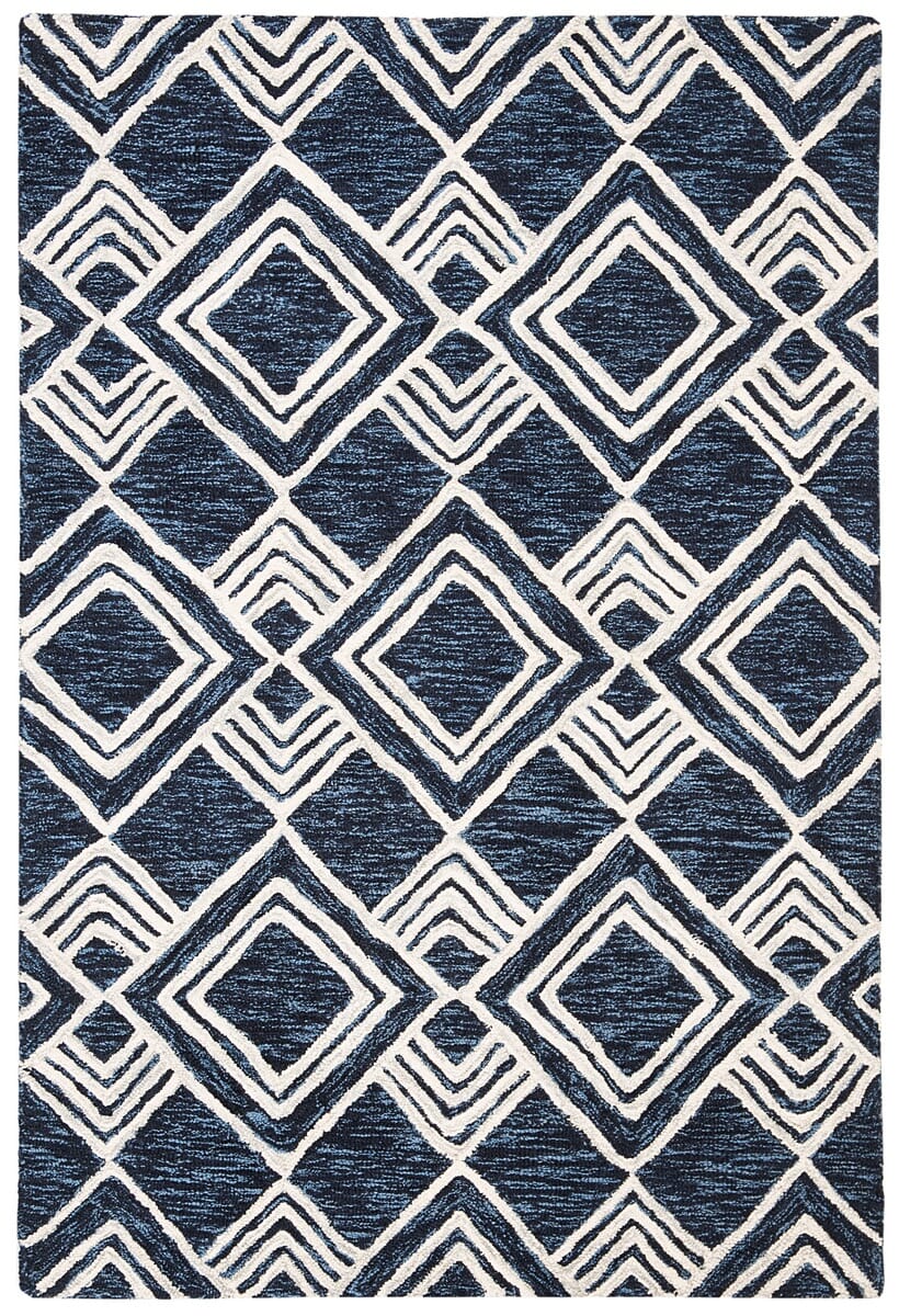 Safavieh Micro-Loop Mlp154N Navy / Ivory Rugs.