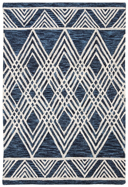 Safavieh Micro-Loop Mlp155N Navy / Ivory Moroccan Area Rug