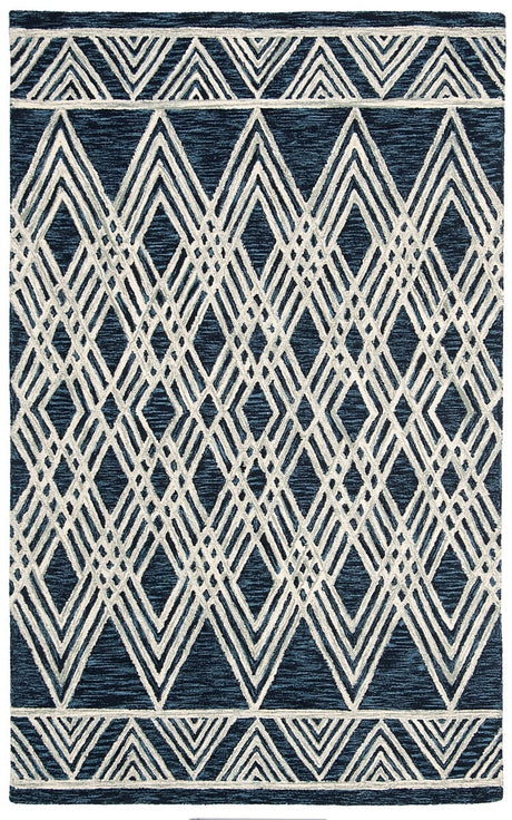 Safavieh Micro-Loop Mlp155N Navy / Ivory Moroccan Area Rug