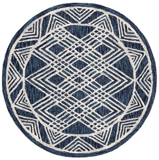 Safavieh Micro-Loop Mlp155N Navy / Ivory Moroccan Area Rug