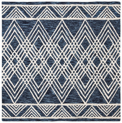 Safavieh Micro-Loop Mlp155N Navy / Ivory Moroccan Area Rug