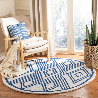 Safavieh Micro-Loop Mlp156A Ivory / Navy Area Rug