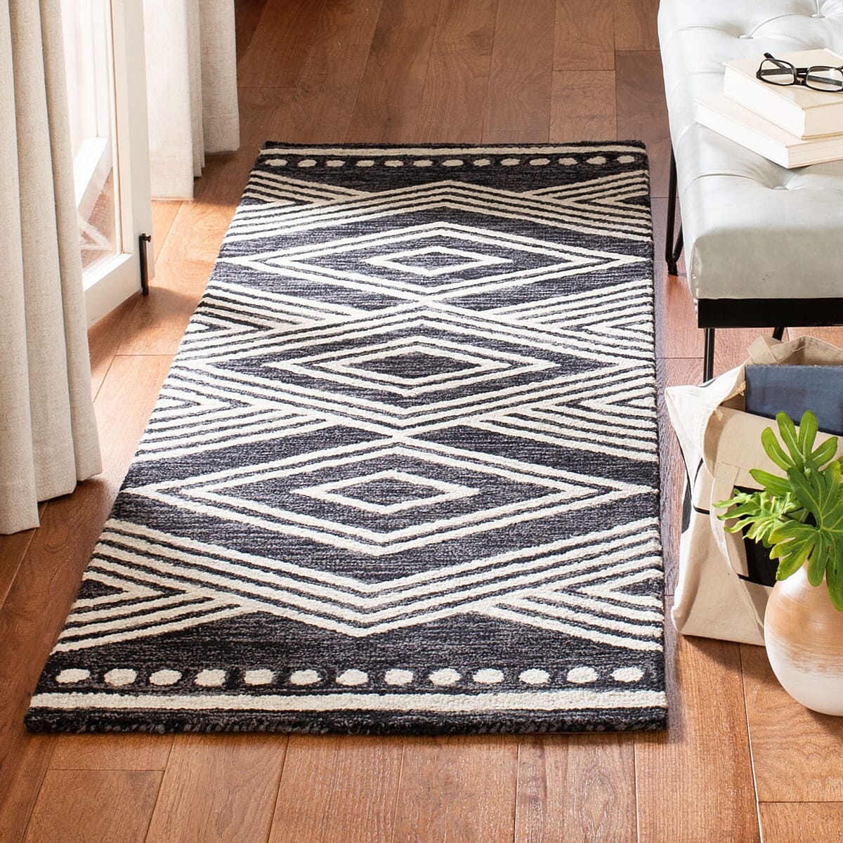 Safavieh Micro-Loop Mlp156H Charcoal / Ivory Area Rug