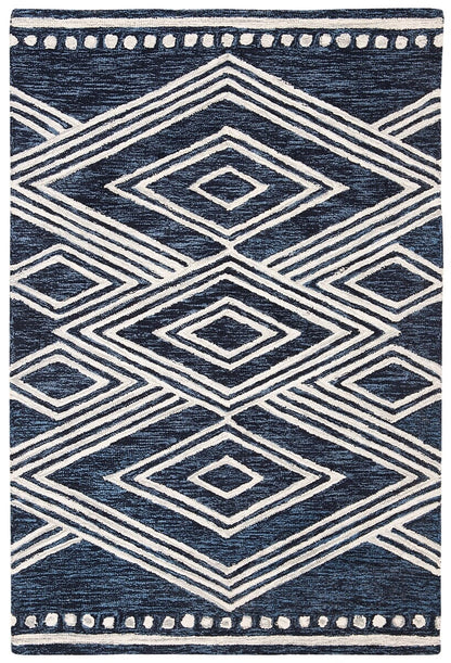 Safavieh Micro-Loop Mlp156N Navy / Ivory Moroccan Area Rug