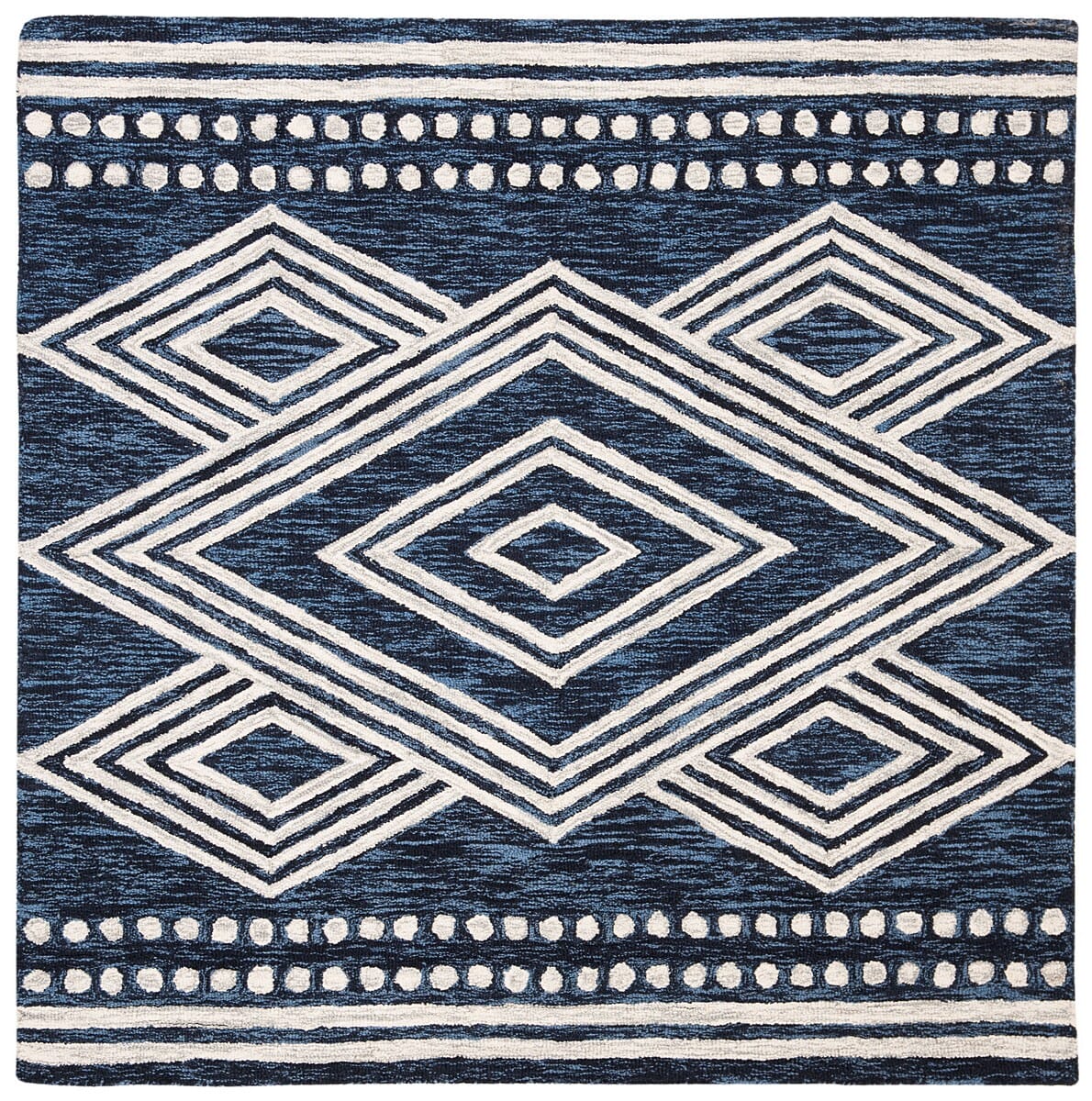 Safavieh Micro-Loop Mlp156N Navy / Ivory Moroccan Area Rug