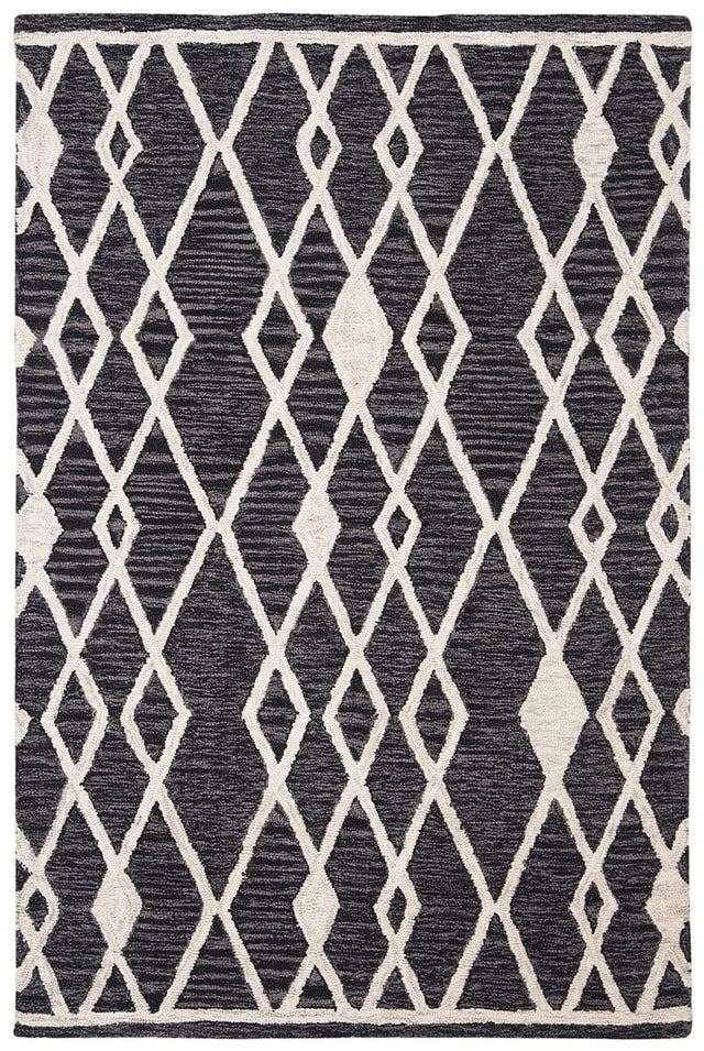 Safavieh Micro-Loop Mlp157H Charcoal / Ivory Moroccan Area Rug