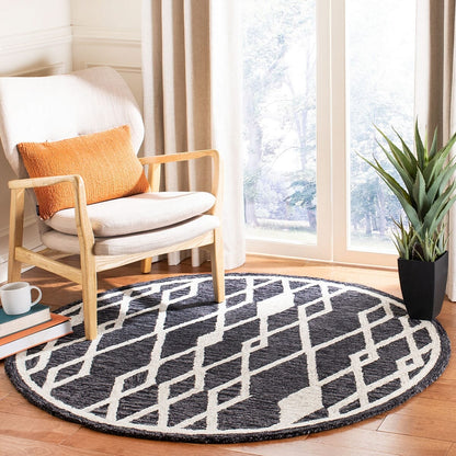 Safavieh Micro-Loop Mlp157H Charcoal / Ivory Moroccan Area Rug