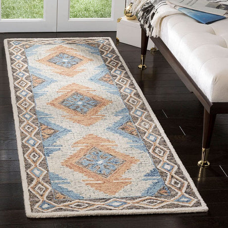 Safavieh Micro-Loop Mlp401A Blue / Beige Southwestern Area Rug