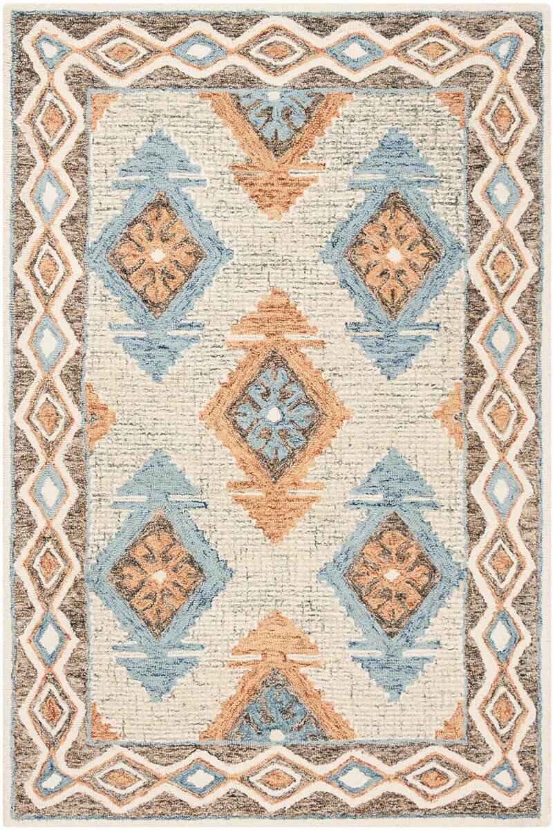 Safavieh Micro-Loop Mlp401A Blue / Beige Rugs.