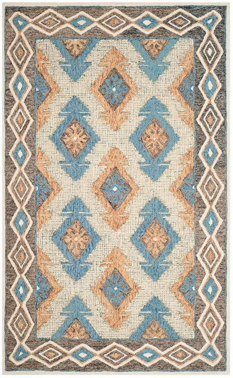 Safavieh Micro-Loop Mlp401A Blue / Beige Southwestern Area Rug