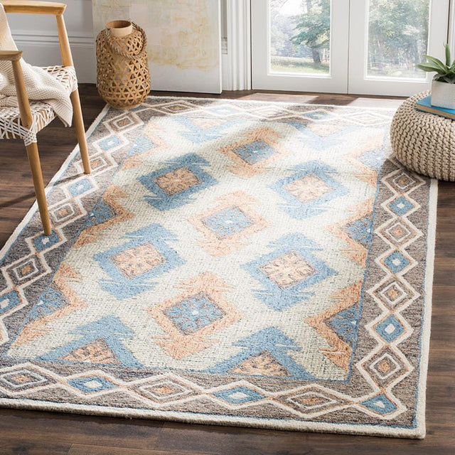 Safavieh Micro-Loop Mlp401A Blue / Beige Rugs.