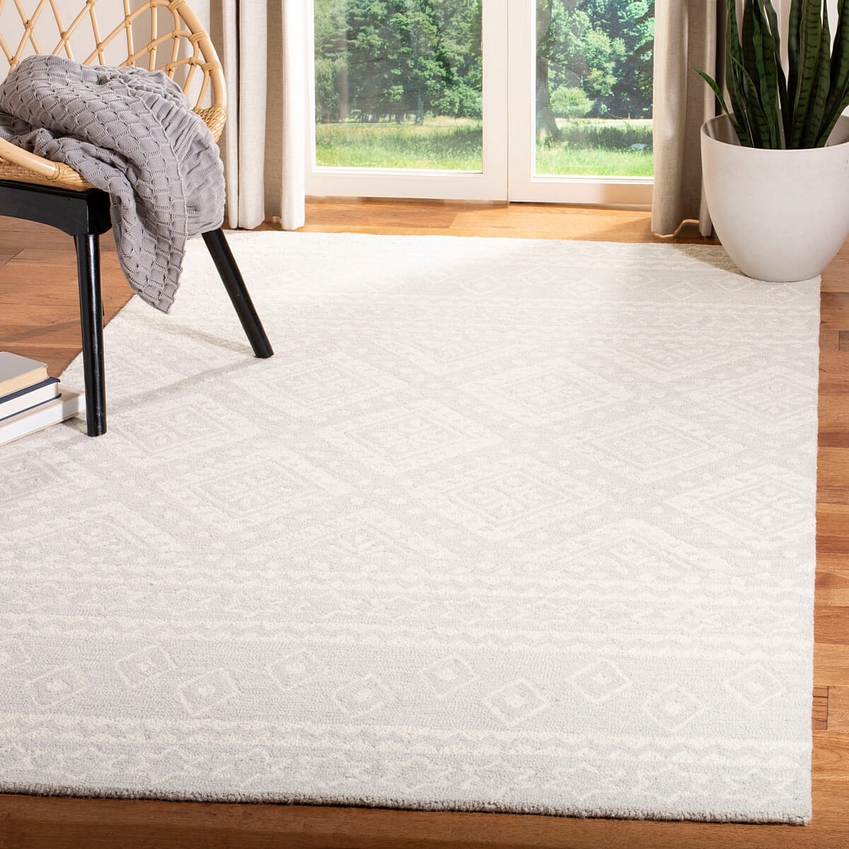 Safavieh Micro-Loop Mlp501G Grey / Ivory Rugs.