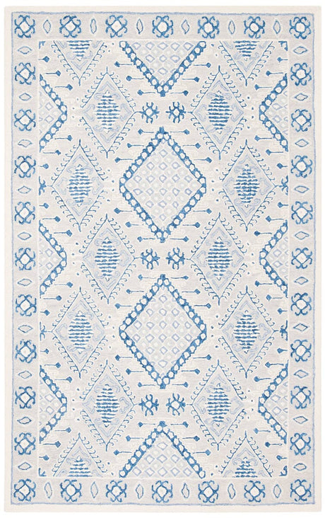 Safavieh Micro-Loop Mlp511F Light Grey / Blue Southwestern Area Rug