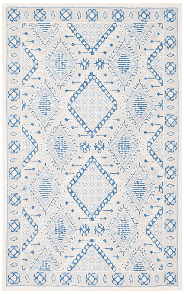 Safavieh Micro-Loop Mlp511F Light Grey / Blue Southwestern Area Rug