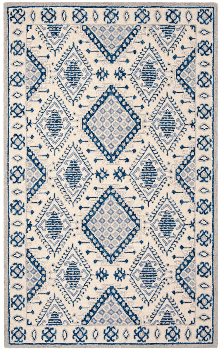 Safavieh Micro-Loop Mlp511M Ivory / Blue Area Rug