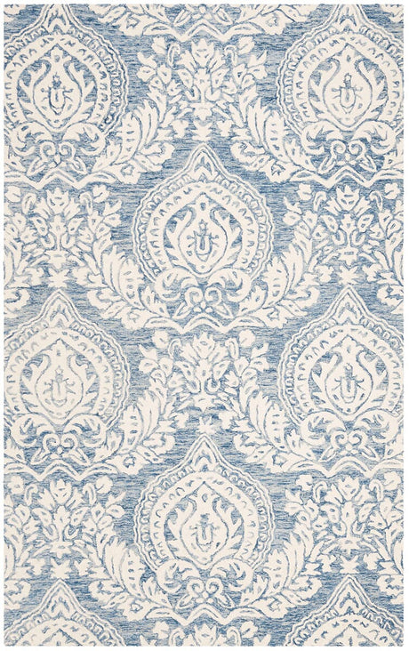 Safavieh Micro-Loop Mlp512M Blue / Ivory Damask Area Rug