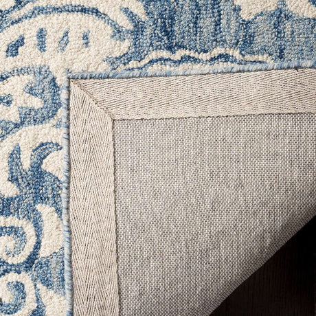 Safavieh Micro-Loop Mlp512M Blue / Ivory Damask Area Rug