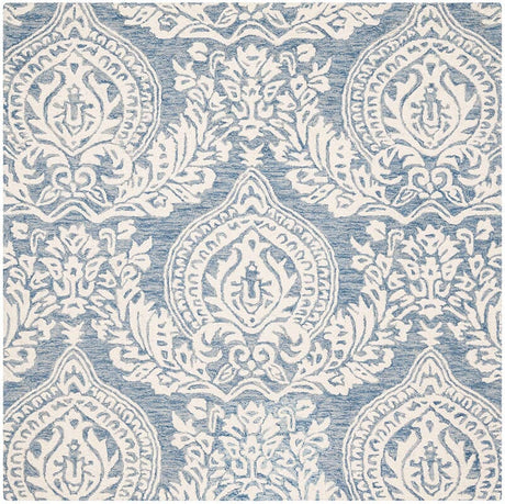 Safavieh Micro-Loop Mlp512M Blue / Ivory Damask Area Rug