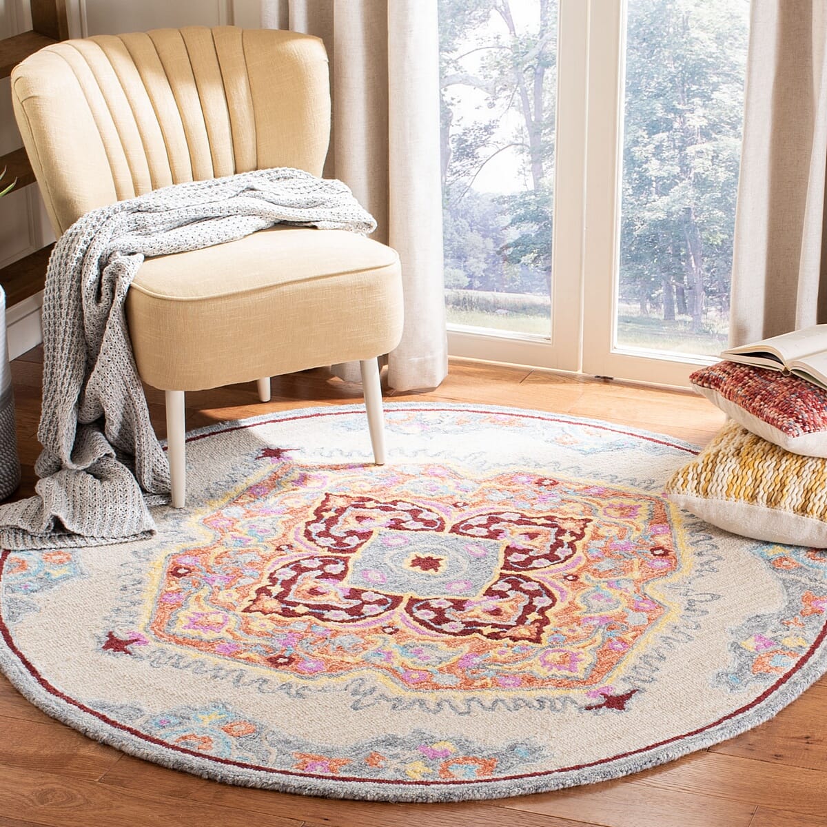 Safavieh Micro-Loop Mlp551B Beige / Orange Area Rug