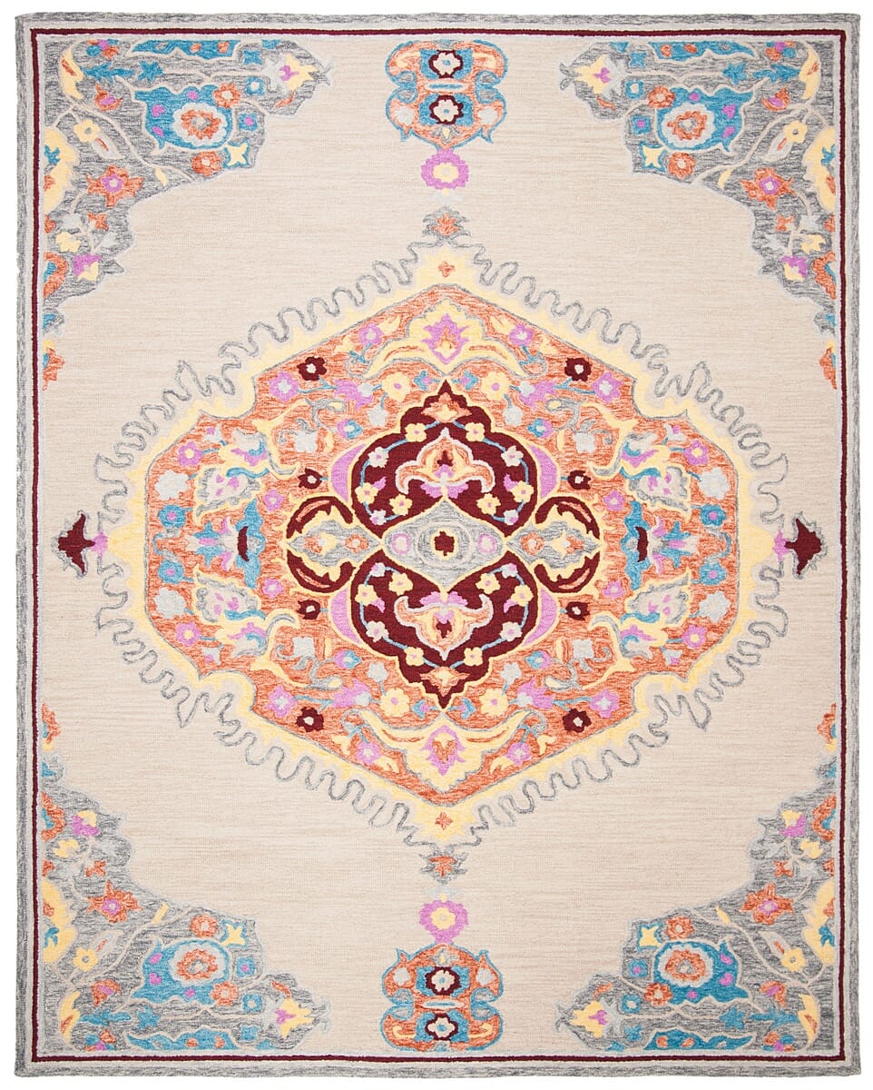 Safavieh Micro-Loop Mlp551B Beige / Orange Area Rug