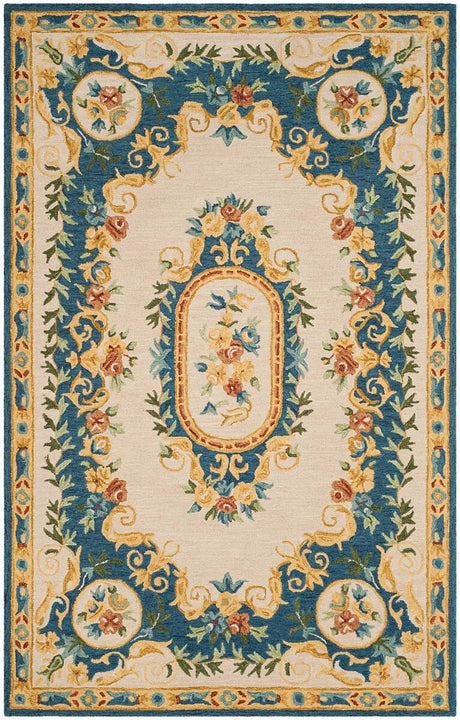 Safavieh Micro-Loop Mlp601A Cream / Blue Area Rug