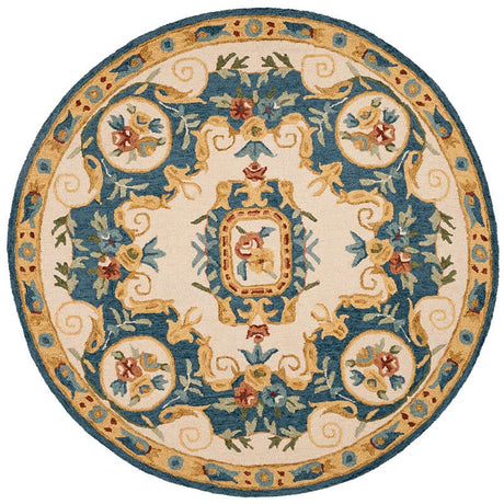 Safavieh Micro-Loop Mlp601A Cream / Blue Area Rug