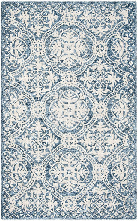 Safavieh Micro-Loop Mlp606M Blue / Ivory Damask Area Rug