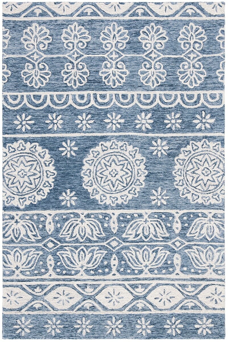 Safavieh Micro-Loop Mlp607M Blue / Ivory Bohemian Area Rug