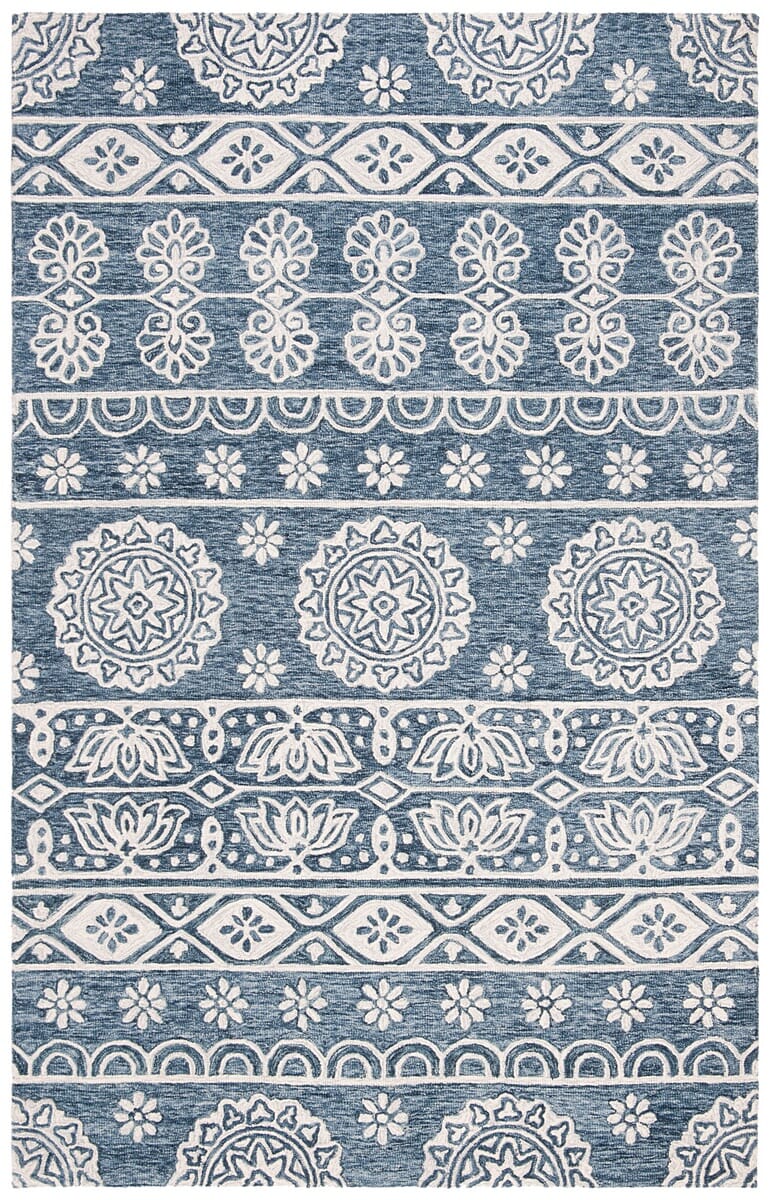 Safavieh Micro-Loop Mlp607M Blue / Ivory Bohemian Area Rug