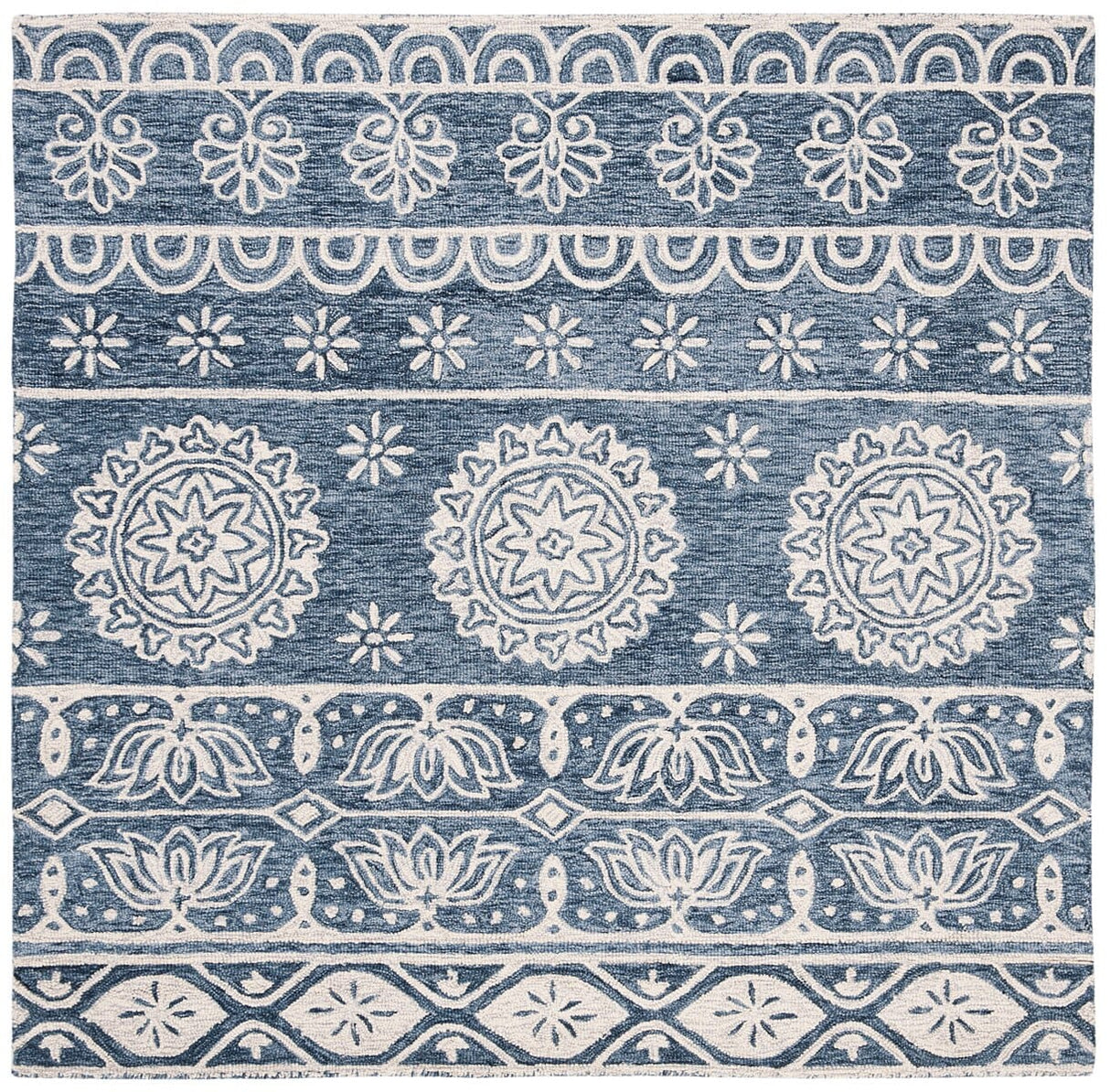 Safavieh Micro-Loop Mlp607M Blue / Ivory Rugs.