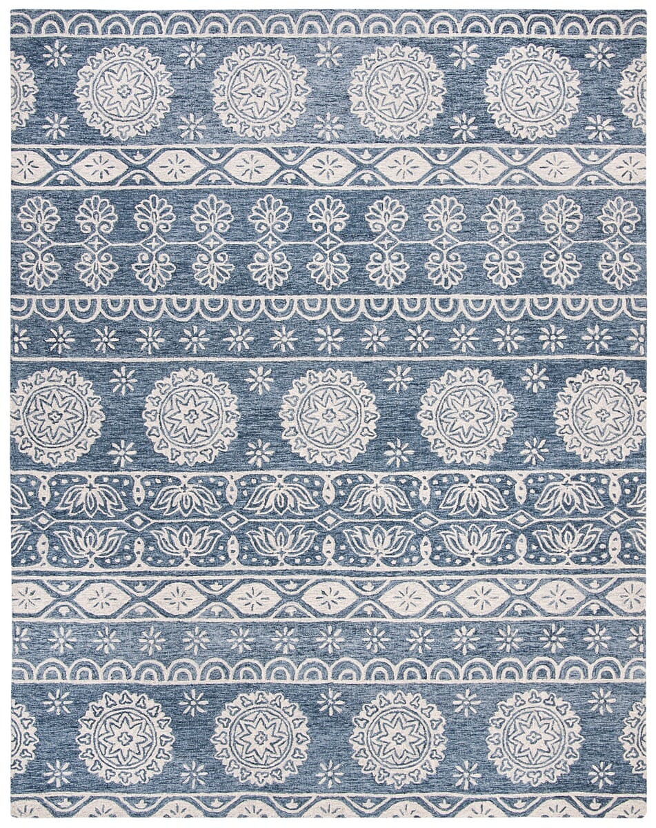 Safavieh Micro-Loop Mlp607M Blue / Ivory Bohemian Area Rug