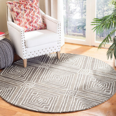 Safavieh Micro-Loop Mlp608F Dark Grey / Ivory Geometric Area Rug