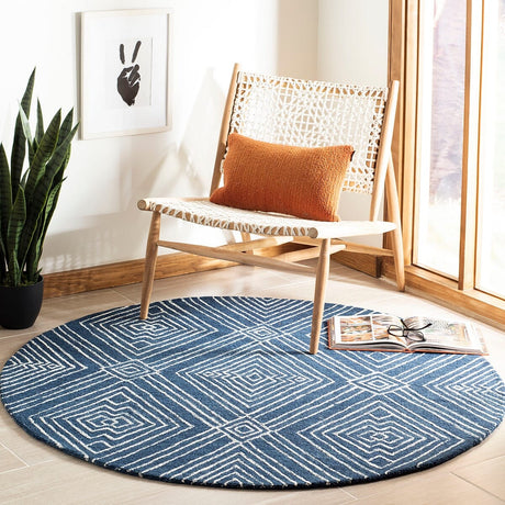 Safavieh Micro-Loop Mlp608N Navy / Ivory Geometric Area Rug