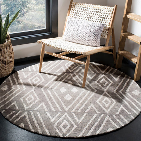 Safavieh Micro-Loop Mlp609F Grey / Ivory Geometric Area Rug