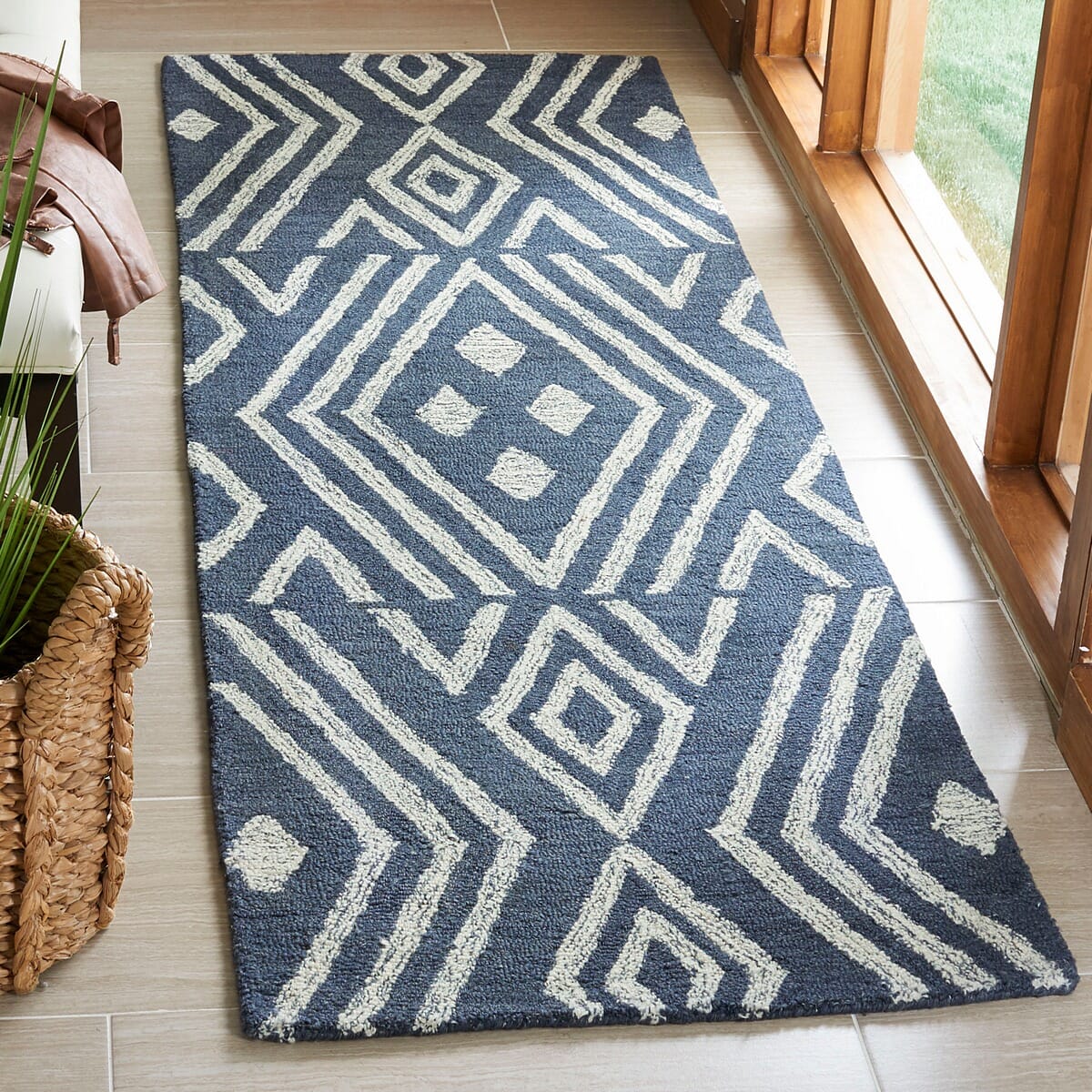 Safavieh Micro-Loop Mlp609N Navy / Blue Geometric Area Rug